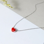 Estilo coreano Simple Red cora??o do p¨ºssego simples colar de Mulheres Fine Jewelry