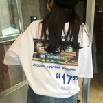 Estilo japon¨ºs Hoaya Camiseta feminina Algodao Manga curta