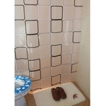 Estilo moderno EVA impermeável à prova de Mold Casa de Banho Tecido Bath Shower Curtain Branco e preto Plaid- (180cm * 200)