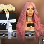 Estilo Pink Rose Moda Longo Ondulado Synthetic Mulheres peruca