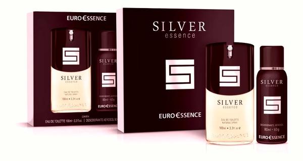 Estojo Perfume Masculino Silver Euroessence Edt 100Ml