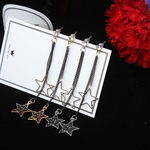 Estrela de cinco pontas cadeia de borla brincos para meninas E1300