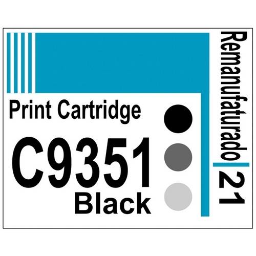 Etiqueta para Cartucho Hp21 Black (C9351) - 10 Unidades