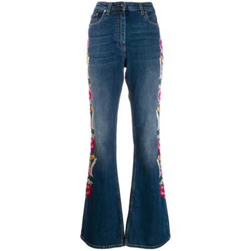 Etro Calça Jeans com Bordado Floral - Azul