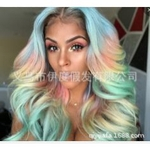 Europeu e americano novo estilo de cores do arco-íris Cos peruca Carve Big Wave longo encaracolado Branqueamento cabelo e tingimento Mixed cabelo de uma geração de gordura