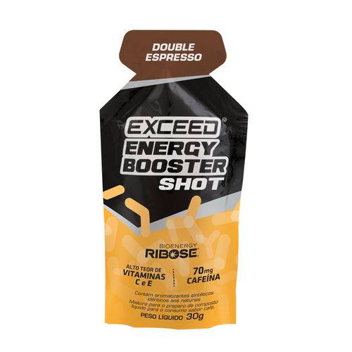 Exceed Energy Booster Shot 70mg de Cafeína Caixa com 10 Uni- Bouble Espresso