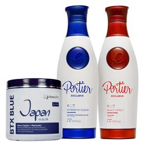 Exclusive Kit de Alinhamento Capilar - 2X1L + Beleza Pro Japan Hair Bbtox Btx Blue Capilar - Portier