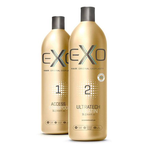 Exo Hair Exoplastia Capilar Kit de Alisamento e Tratamento (Shampoo Access + Ultratech Keratin 2x1l)