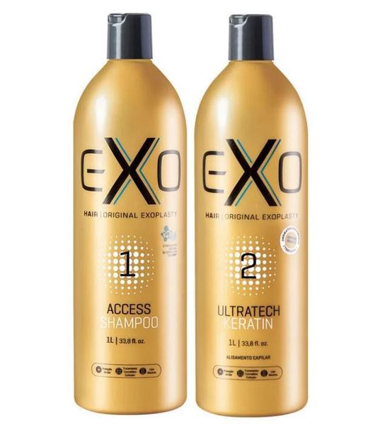 Exo Hair Exoplastia Capilar Kit de Alisamento e Tratamento (Shampoo Access + Ultratech Keratin 2x1l)