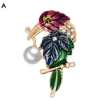 Exquisite Faux Pearl Esmalte Parrot Women Broche Pin Party Banquet Ornament Gift