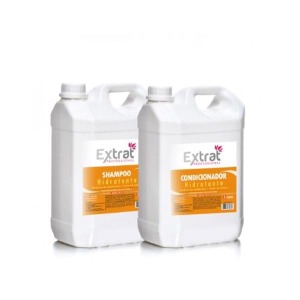 Extrat Professional Kit Lavatório Shampoo e Condicionador Hidratante de Mandioca 5L