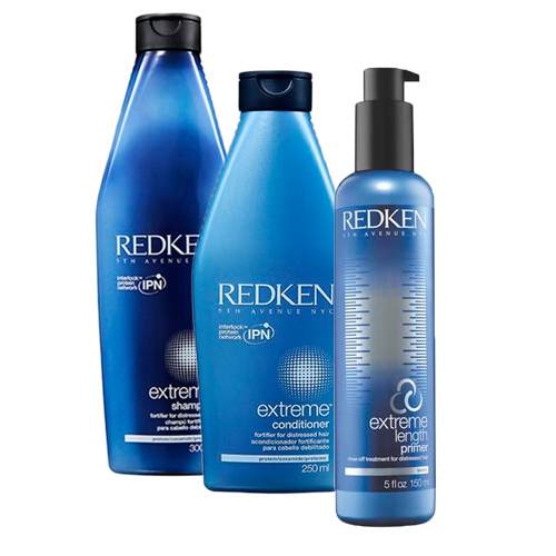 Extreme Shampoo 300ml e Condicionador 250ml e Length Primer 150ml Redken Reconstrução Hidratação