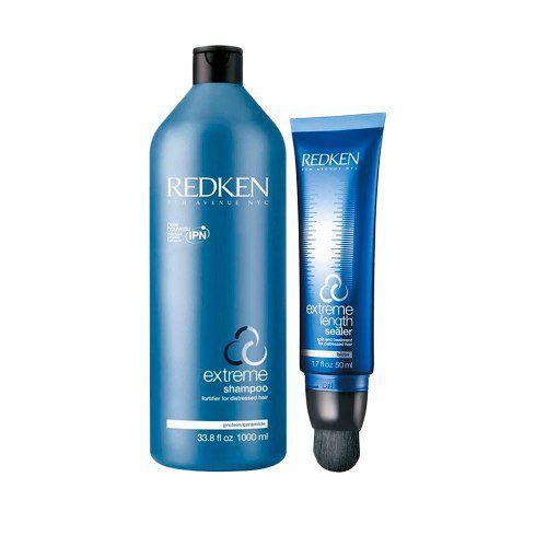 Extreme Shampoo 1l e Extreme Length Sealer 50g Redken Reconstrução Hidratação Capilar