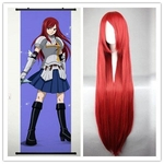 Factory Cosplay Wig Goblin Tail Ailusha High Temperature Silk Red Long Straight Hair Wig Anime Wig