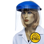 Face Shield Protetor Facial Azul Com Visor Incolor- Médicos Enfermeiros