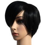 Factory price 1pc Women Ladies False Wig Black Short Straight Synthetic Women's Wigs Natural Hair Full Wigs Stand 2019 Jan2