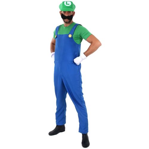 Fantasia Adulto Sulamericana Luigi Super Mario Tam P Azul e Verde