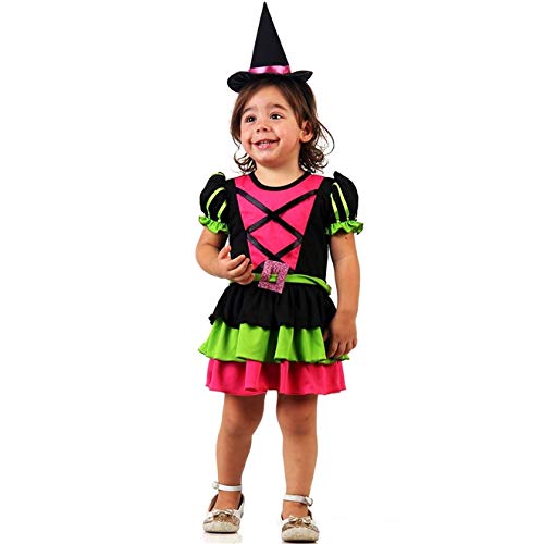 Fantasia de Bruxa Divertida Bebê com Chapéu Halloween 1 a 3 Anos G 2-3