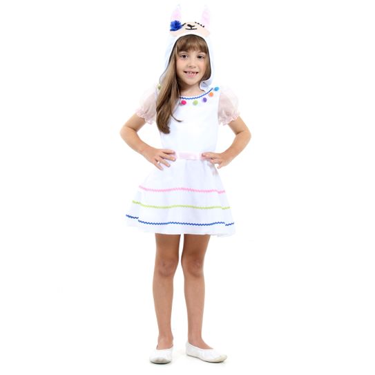 Fantasia Lhama Vestido com Capuz Infantil PP