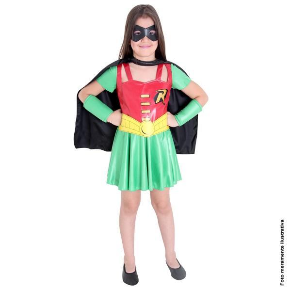 Fantasia Robin Infantil Feminino - Liga da Justiça