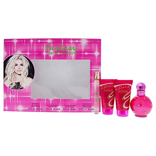 Fantasy By Britney Spears For Women - 4 Pc Gift Set 1.7oz EDP Spray, 1.7oz Body Souffle, 1.7oz Showe