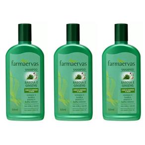Farmaervas Babosae Ginseng Shampoo 320ml - Kit com 03