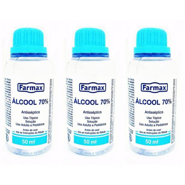 Farmax Álcool 70% Etílico 50ml (Kit C/03)