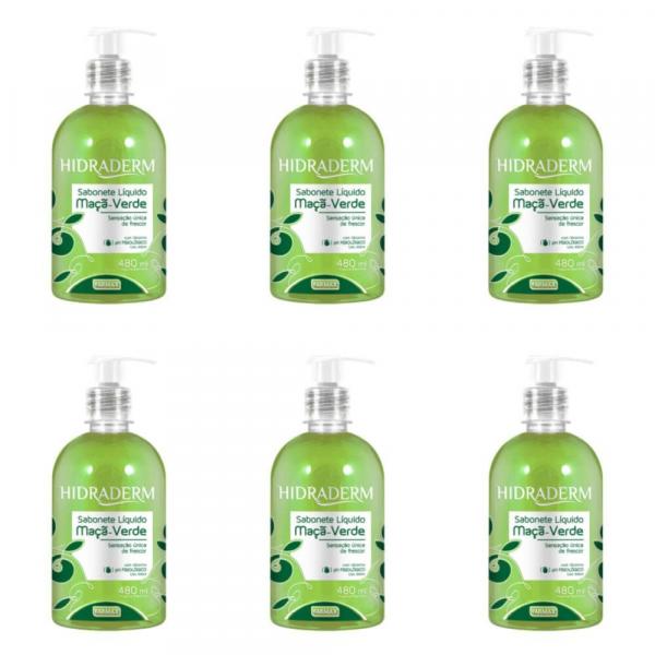 Farmax Hidraderm Sabonete Liquido Maça Verde C/ Glicerina 480ml (Kit C/06)