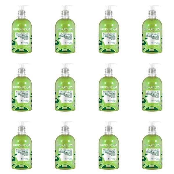 Farmax Hidraderm Sabonete Liquido Maça Verde C/ Glicerina 480ml (Kit C/12)