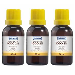 Farmax Tintura de Iodo Vidro 30ml - Kit com 03