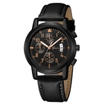 Fashion Men's Luxury Leather Band Date Analog Quartz Diamond Wrist Watch