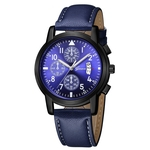 Fashion Men's Luxury Leather Band Date Analog Quartz Diamond Wrist Watch