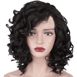 Fashion Synthetic Medium Long Curly Hair Black Hair Wig Natural Hair Wigs
