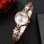 Fashion Temperament Raised Dial Quartz Star Rhinestone Steel Bracelet Watch