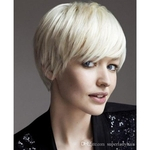 Fashion white women's white straight short hair wigs synthetic wigs women's hairpieces short hair wig hairpiece
