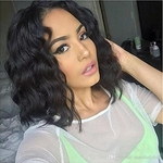 Fashion women's African wigs natural wave curly hair wigs synthetic wigs body wave hairpieces natural black hairpiece