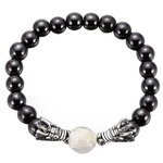 Fashionable Women White Crystal Magnetic Hematite Bracelet Bangle Accessory