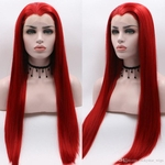 Fast Shipping Natural Hairline Red Wig Silky Straight Synthetic Lace Front Wig Heat Resistant Hair for Women Glueless Wigs with Baby Hair