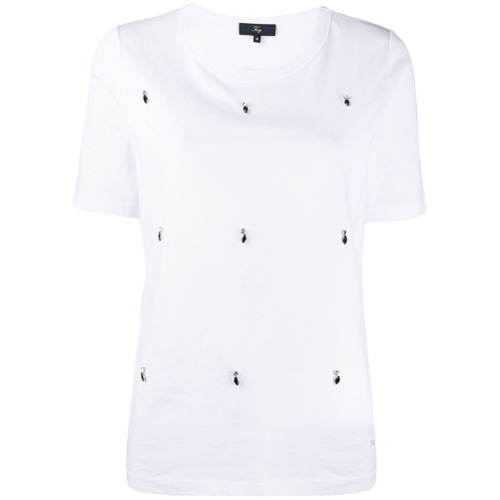 Fay Camiseta com Detalhe de Aplicação - Branco