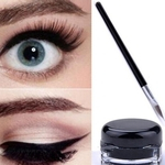 FeelinGirl Waterproof Maquiagem Black Eye Liner Delineador Gel Creme cosmético + jogo de escova Maquiagem