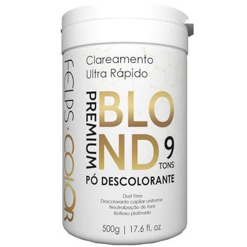 Felps Color Pó Descolorante Premium Blond 9 Tons Dust Free 500g - Felps Profissional