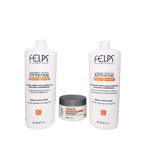 Felps Kit Tratamento Xintense Shampoo 1L Condicionador 1L Máscara 300g
