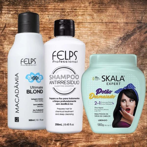 Felps Ultimate Blond 300ml Shampoo 250ml e Skala Potão Desaiado - Felps Professional - Skala