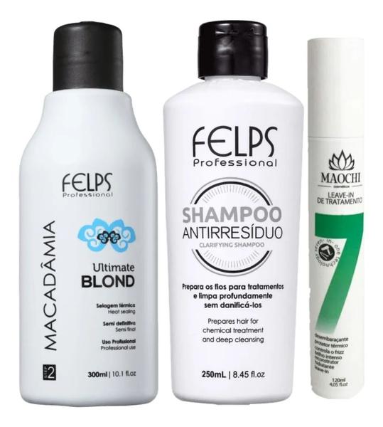Felps Ultimate Blond 300ml - Shampoo 250ml - Protetor 120ml - Felps - Maochi