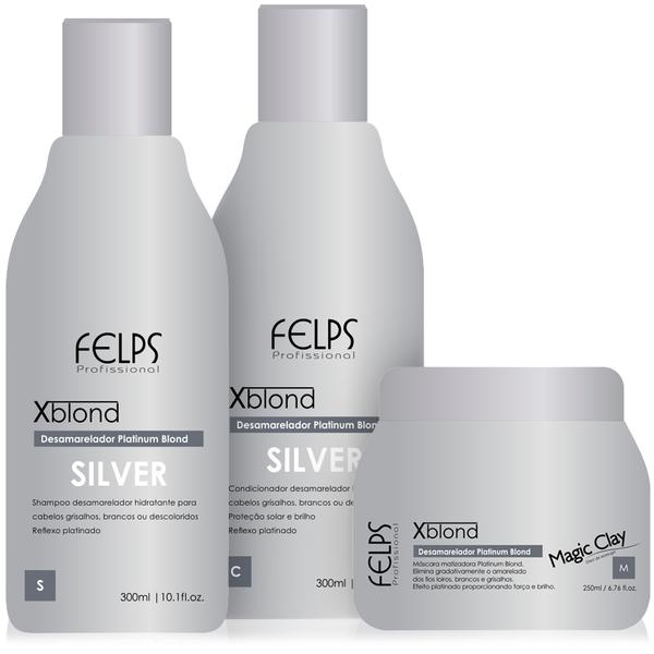 Felps Xblond Silver Kit Desamarelador Platinum Blond - Shampoo, Condicionador e Máscara - Felps