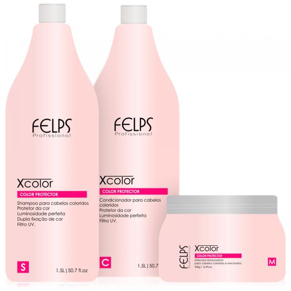 Felps Xcolor Kit Color Protector - Shampoo, Condicionador e Máscara - Felps