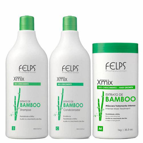 Felps Xmix Kit Bamboo Shampoo Condicionador e Máscara de Hidratação 3x1000ml