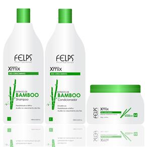 Felps Xmix Kit Profissional Shampoo, Condicionador e Máscara Extrato de Bamboo