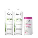 Felps Xmix Shampoo e Condicionador Extrato de Bamboo (2x1L) Máscara Banho de Verniz 1kg
