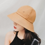 Feminino Fisherman Hat Solid Color Chapéu de Sol aba larga Hat Cotton